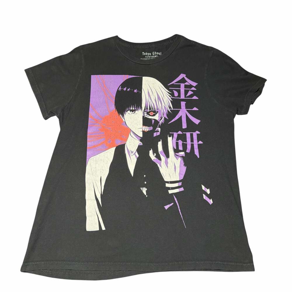 Tokyo Ghoul Funimation Ken Kaneki Split Face Anime Graphic Black T-Shirt Medium